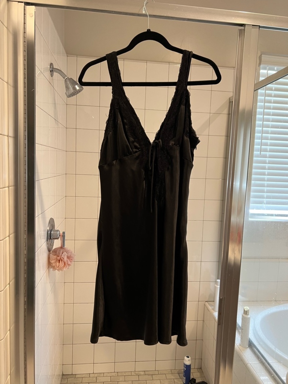 Princess Polly Black Satin Lace-Trim Slip Dress